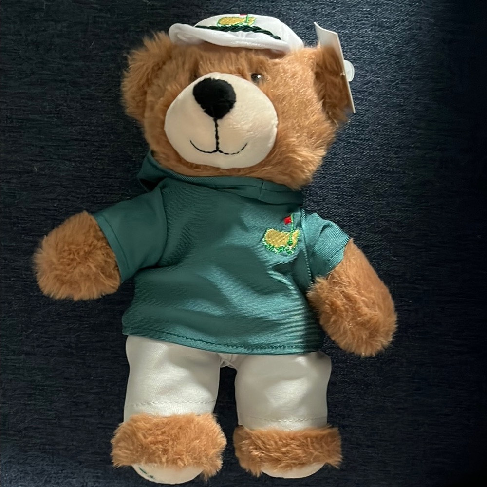Masters 2025 Teddy Bear with Green Hoodie and khaki Pants